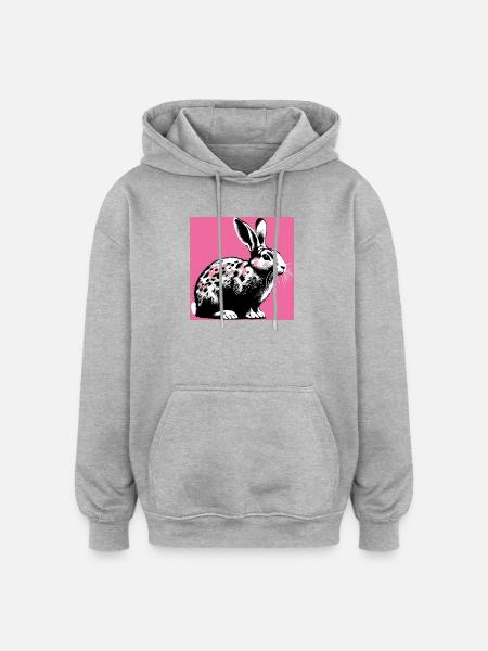 rabbit - Oversized Unisex Hoodie - heather grey