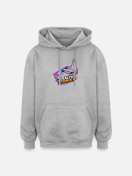 Stealth Strike Jet Graphic - Oversized Unisex Hoodie - heather grey