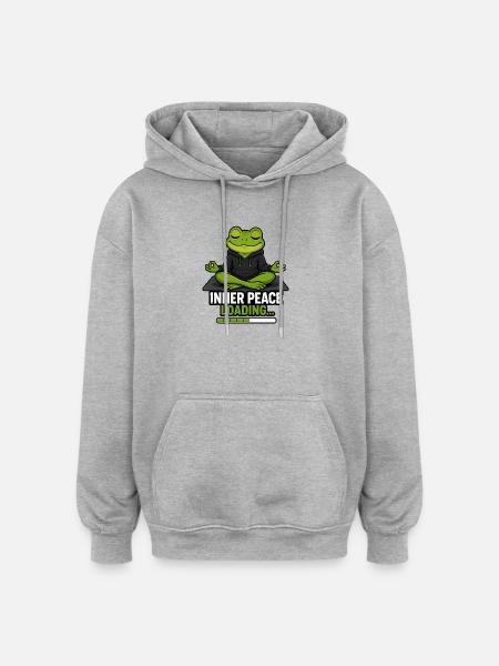 Inner peace loading - Oversized Unisex Hoodie - Grau meliert
