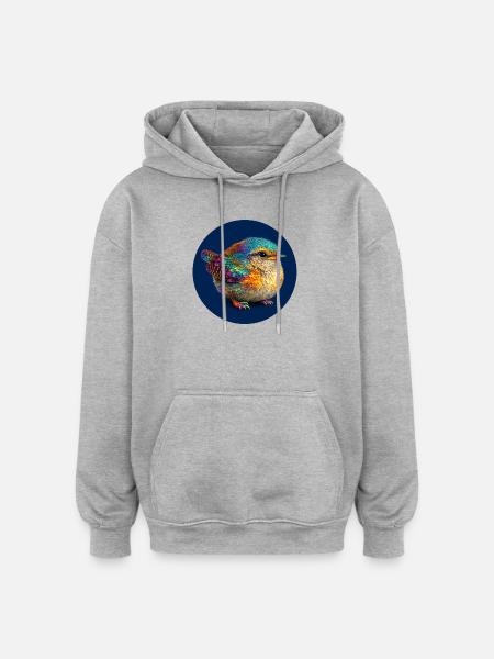 Bunter Regenbogenvogel - Oversized Unisex Hoodie - Grau meliert