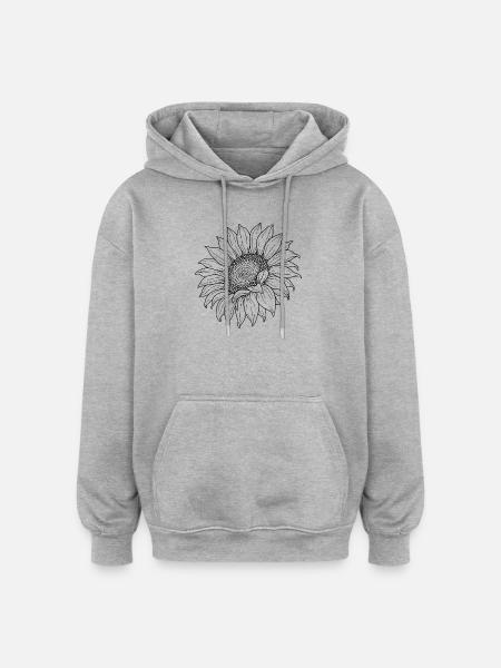 Sunflower Boho - Oversized Unisex Hoodie - heather grey