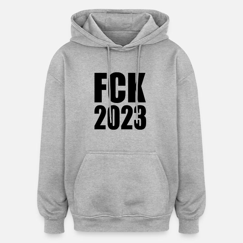 Fck 2023 - Sweat à capuche oversize unisexe - gris chiné