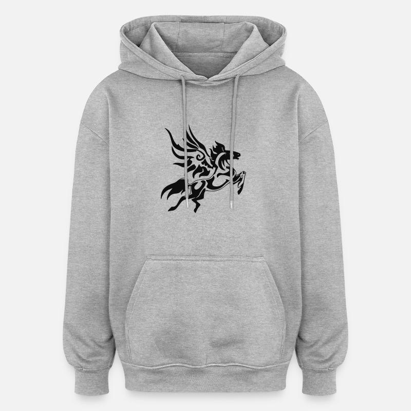 pegasus 3 - Sweat à capuche oversize unisexe - gris chiné