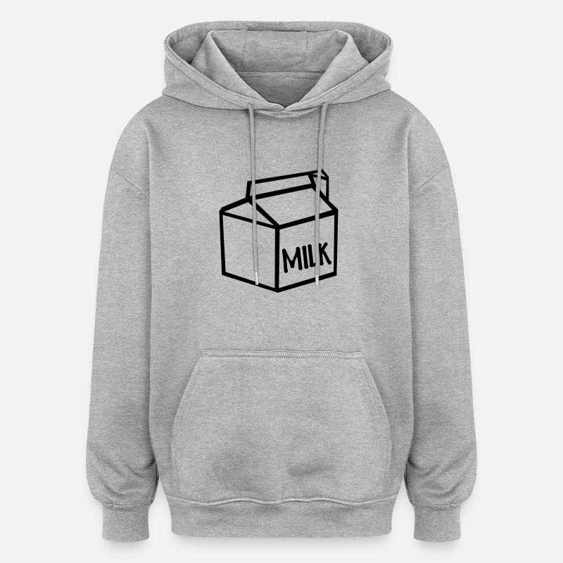Lait - Sweat à capuche oversize unisexe - gris chiné