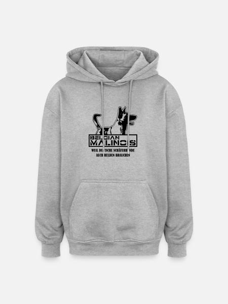 Malinois Helden - Oversized Unisex Hoodie - Grau meliert