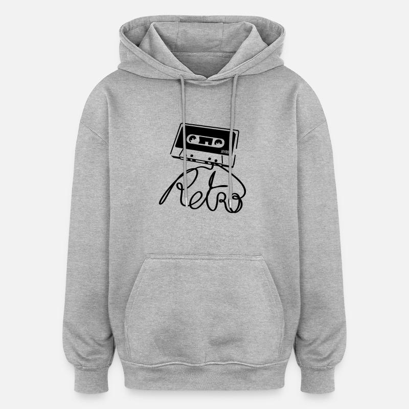 Retro - Sweat à capuche oversize unisexe - gris chiné