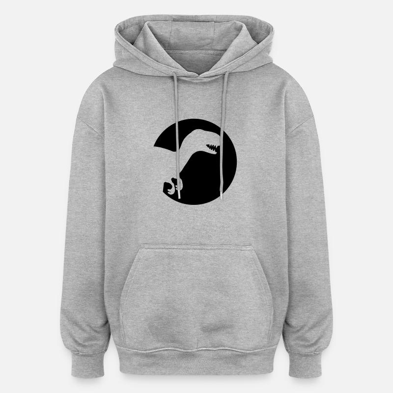 dino_rex_logo_f1 - Sweat à capuche oversize unisexe - gris chiné