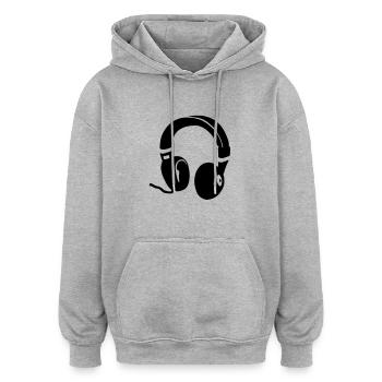 Kopfhörer - Oversized Unisex Hoodie - Grau meliert - Vorne - Noah (186cm)