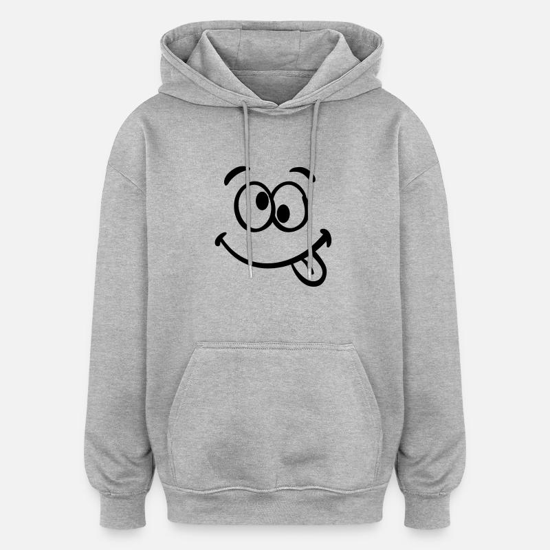 smilie_4__f1 - Sweat à capuche oversize unisexe - gris chiné