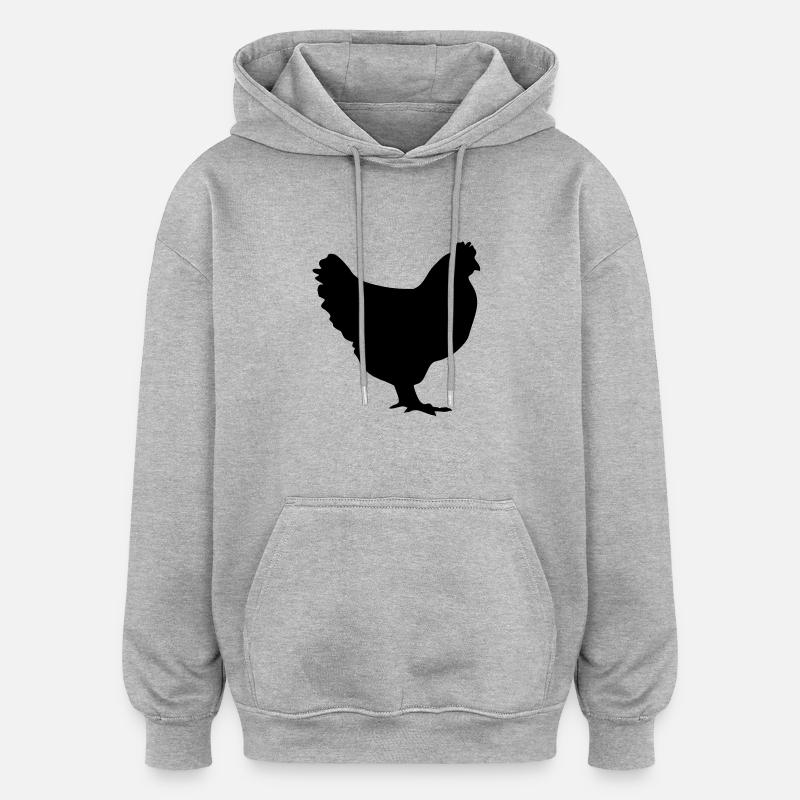 poulet - Sweat à capuche oversize unisexe - gris chiné