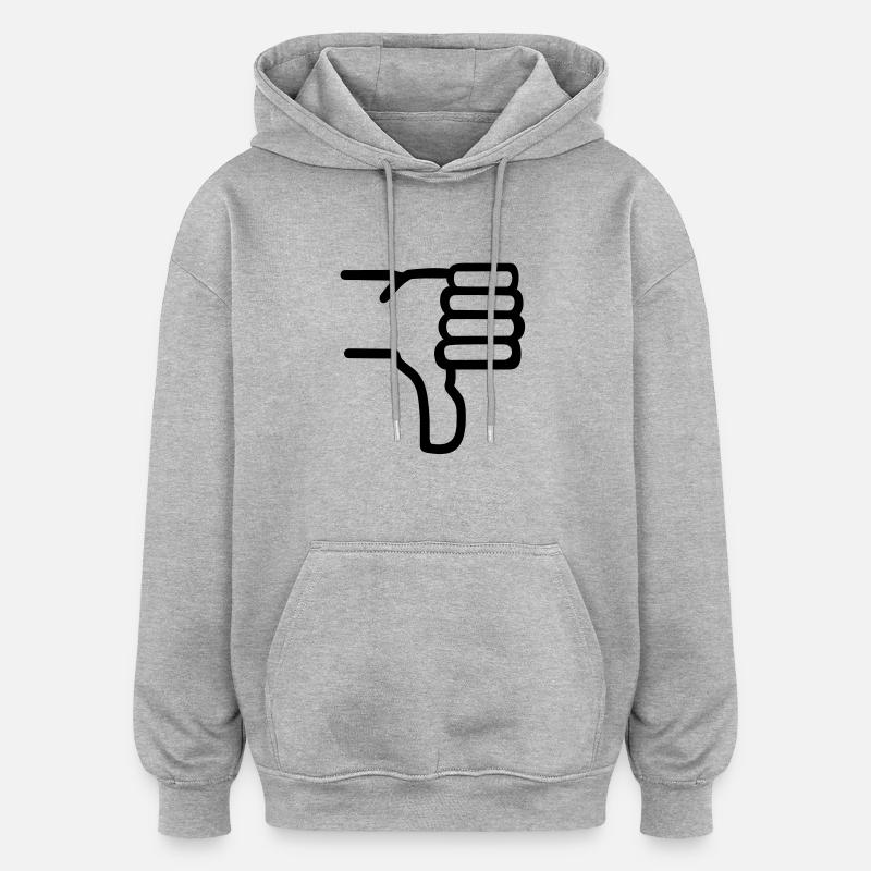 Daumen runter - Oversized Unisex Hoodie - Grau meliert