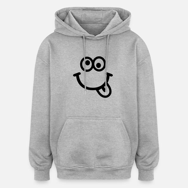 Smiley - Sweat à capuche oversize unisexe - gris chiné