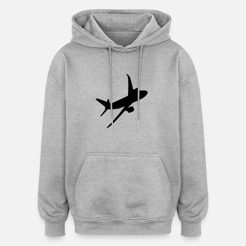 flugzeug - Sweat à capuche oversize unisexe - gris chiné