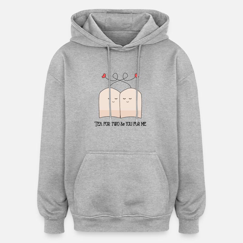 Tea for two - Sweat à capuche oversize unisexe - gris chiné