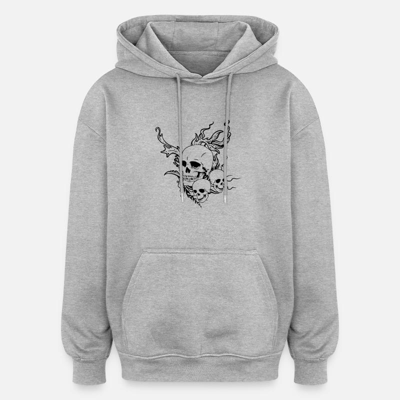 skull_flower02 - Sweat à capuche oversize unisexe - gris chiné