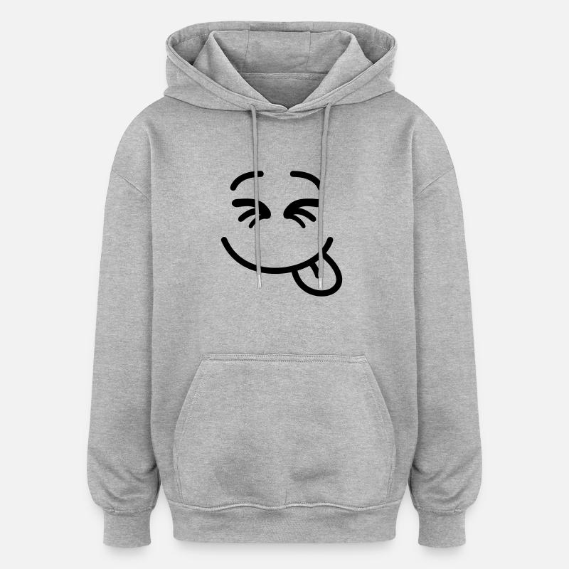 smiley_f1 - Sweat à capuche oversize unisexe - gris chiné