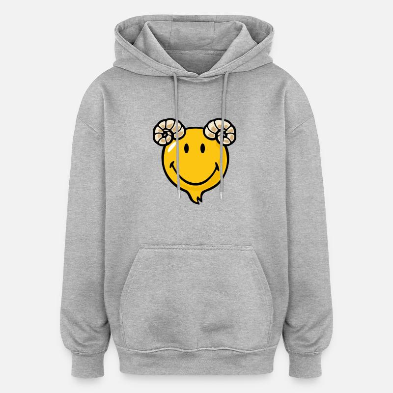 Smiley Ram - Sweat à capuche oversize unisexe - gris chiné