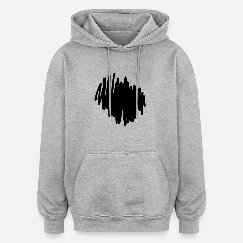 Scribble Gekritzel Hintergrund - Sweat à capuche oversize unisexe - gris chiné