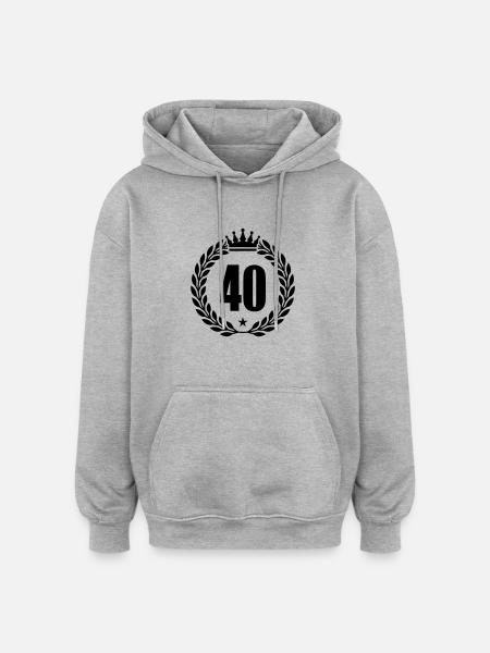40 kranz krone - Oversized Unisex Hoodie - Grau meliert