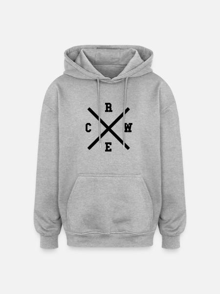 CREW x - Oversized Unisex Hoodie - Grau meliert