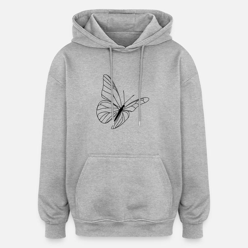 Papillon - Sweat à capuche oversize unisexe - gris chiné