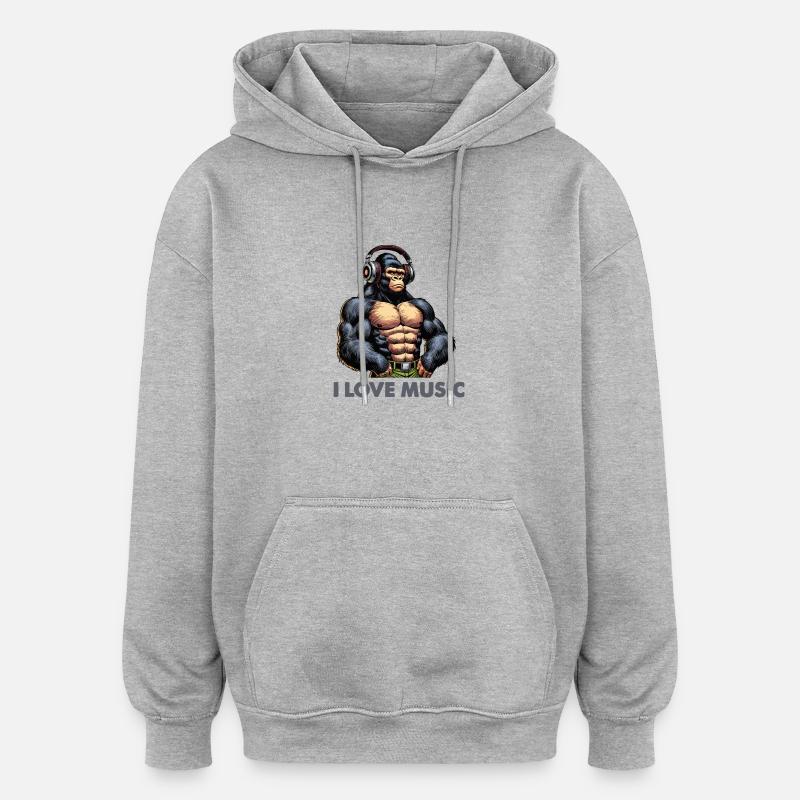 Musique de gorille - Sweat à capuche oversize unisexe - gris chiné