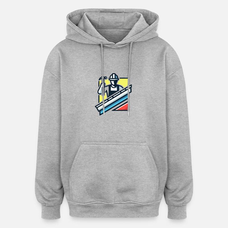 Icône du couvreur - Sweat à capuche oversize unisexe - gris chiné