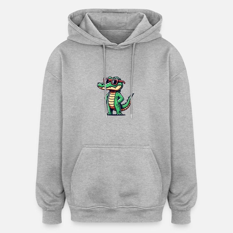 krokodil comic cool - Oversized Unisex Hoodie - Grau meliert