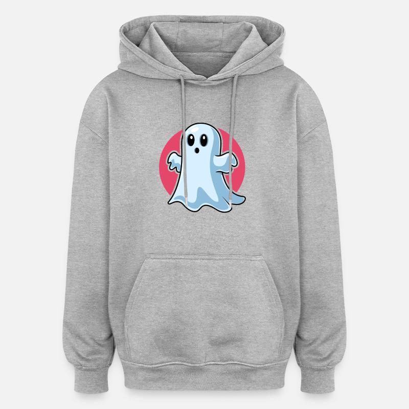 Fantôme mignon effrayant - Sweat à capuche oversize unisexe - gris chiné