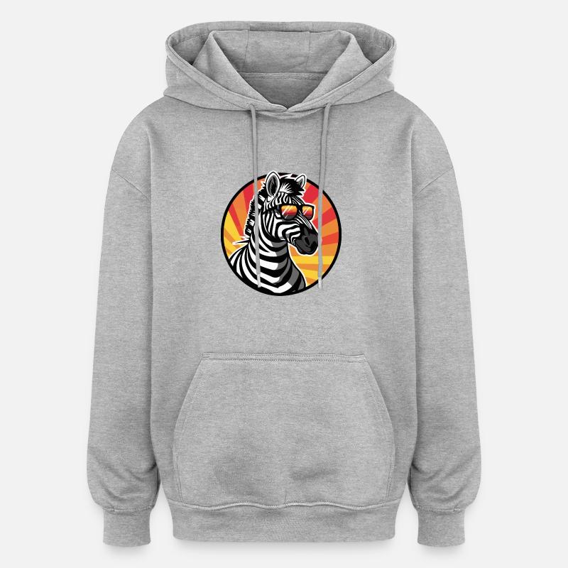 Zebra Comic Cool Summer - Oversized Unisex Hoodie - heather grey