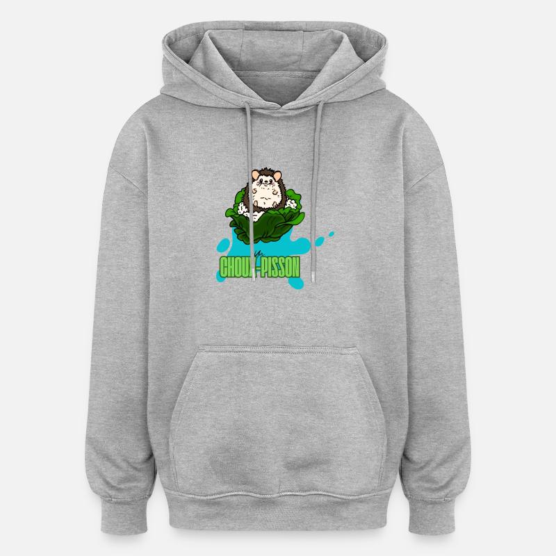 Choupisson - Sweat à capuche oversize unisexe - gris chiné
