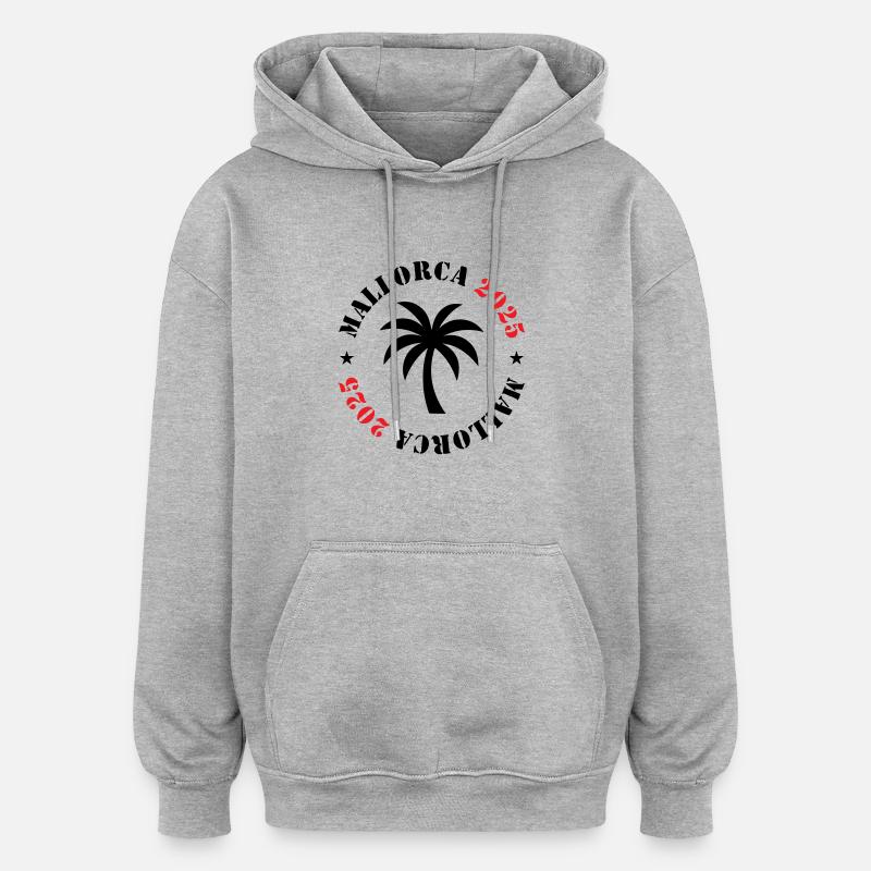 Mallorca 2025 Palme - Oversized Unisex Hoodie - Grau meliert