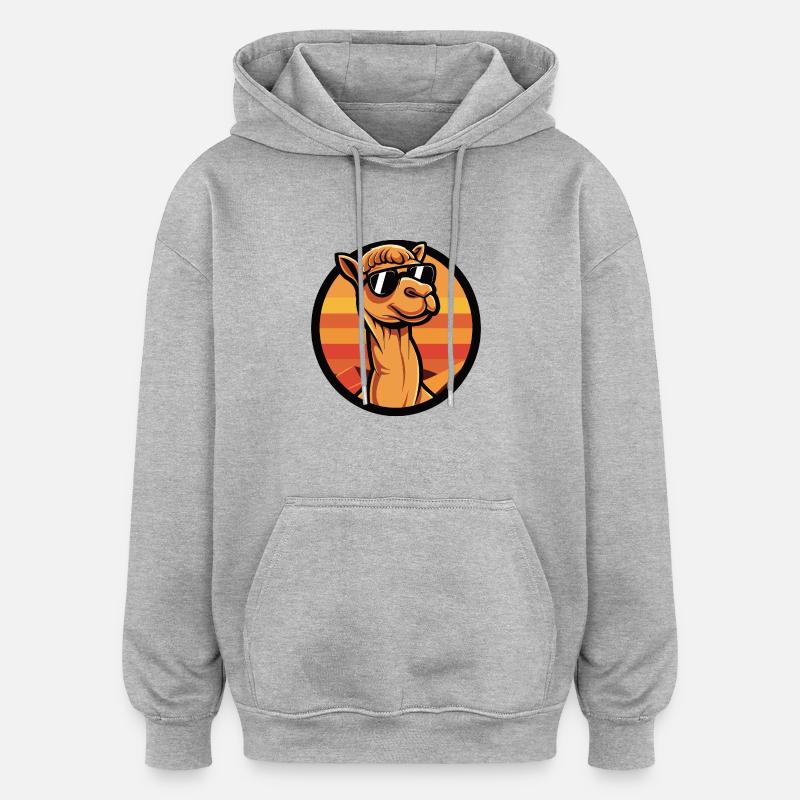 Kamel Comic Cool - Oversized Unisex Hoodie - Grau meliert