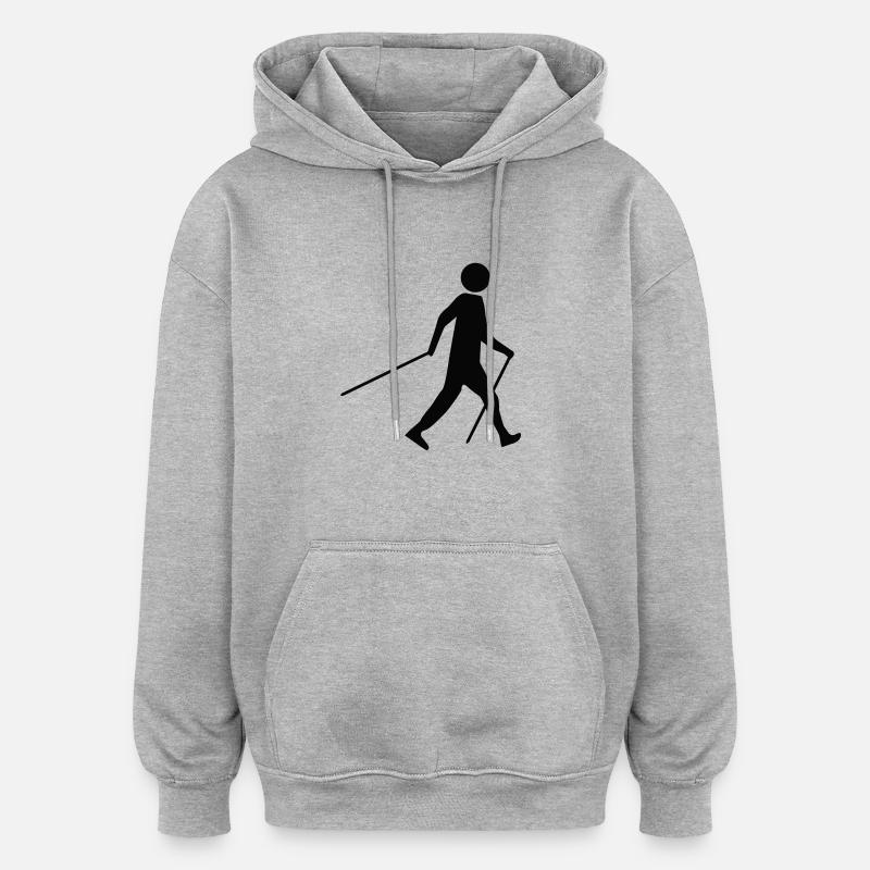 Nordic Walker - Wandern - Spazieren - Sweat à capuche oversize unisexe - gris chiné