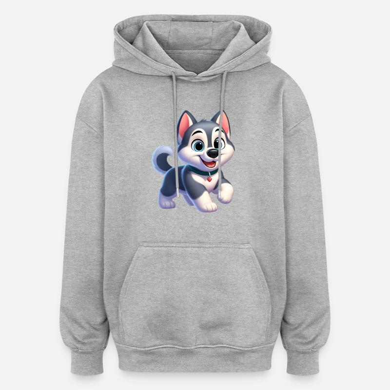 husky 2 - Sweat à capuche oversize unisexe - gris chiné