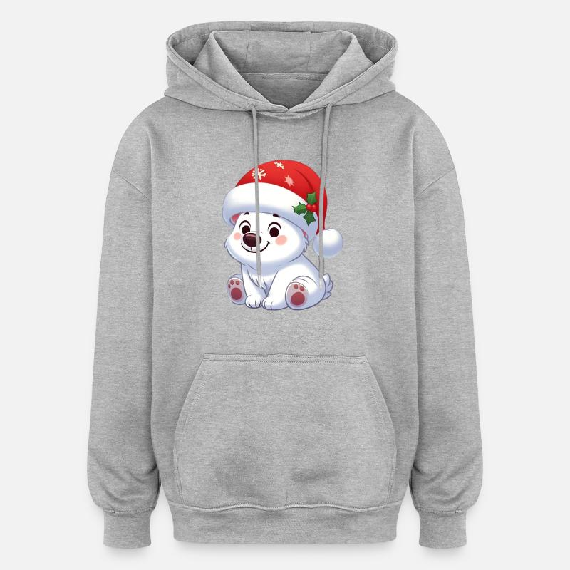 polar bear 13 - Sweat à capuche oversize unisexe - gris chiné