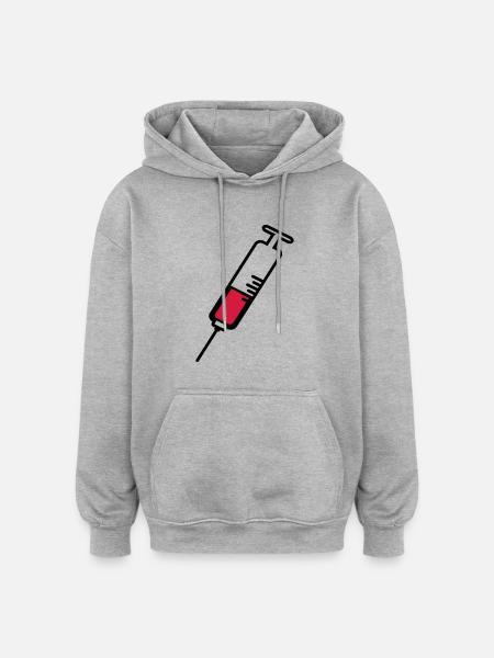 seringue2 - Sweat à capuche oversize unisexe - gris chiné