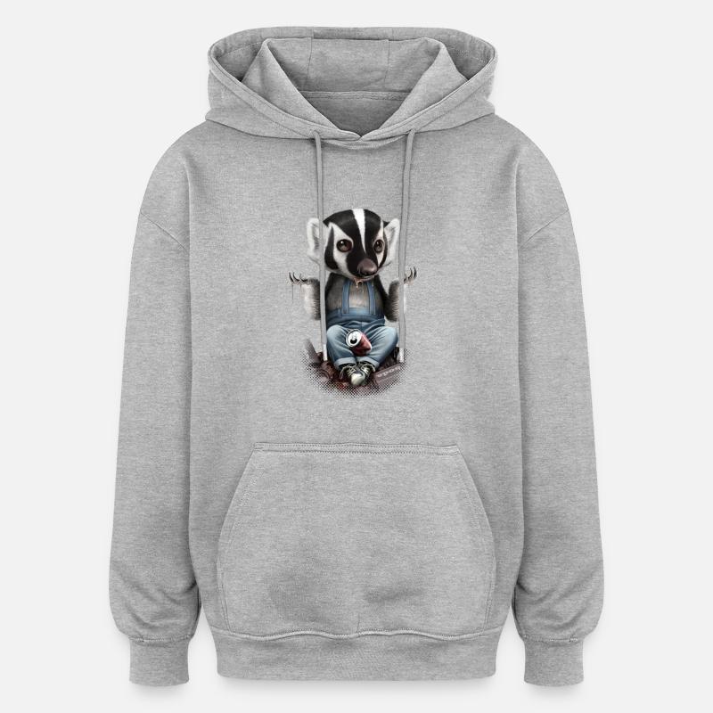 HONIGDACHS SORGEN NICHT - Oversized Unisex Hoodie - Grau meliert