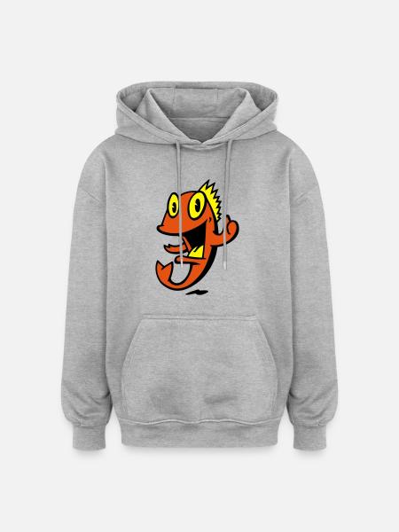 marine smiling fish - Oversized Unisex Hoodie - heather grey