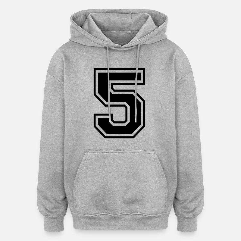 Nummer 5 - Oversized Unisex Hoodie - Grau meliert