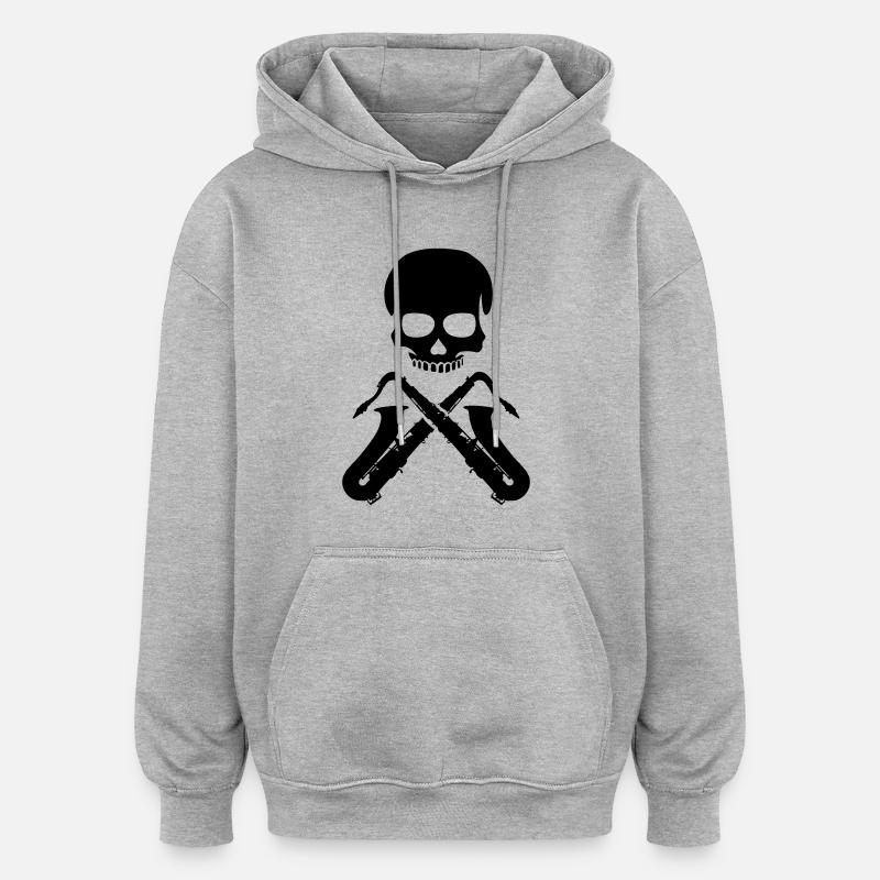 Saxophone Player Skull - Sweat à capuche oversize unisexe - gris chiné