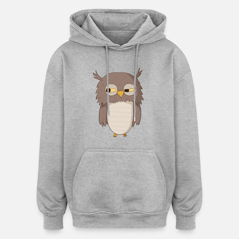 Kauz Eule - Oversized Unisex Hoodie - Grau meliert