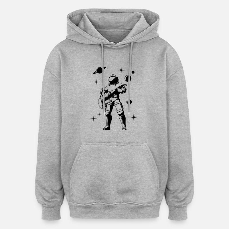 Space Guitar hero - Sweat à capuche oversize unisexe - gris chiné