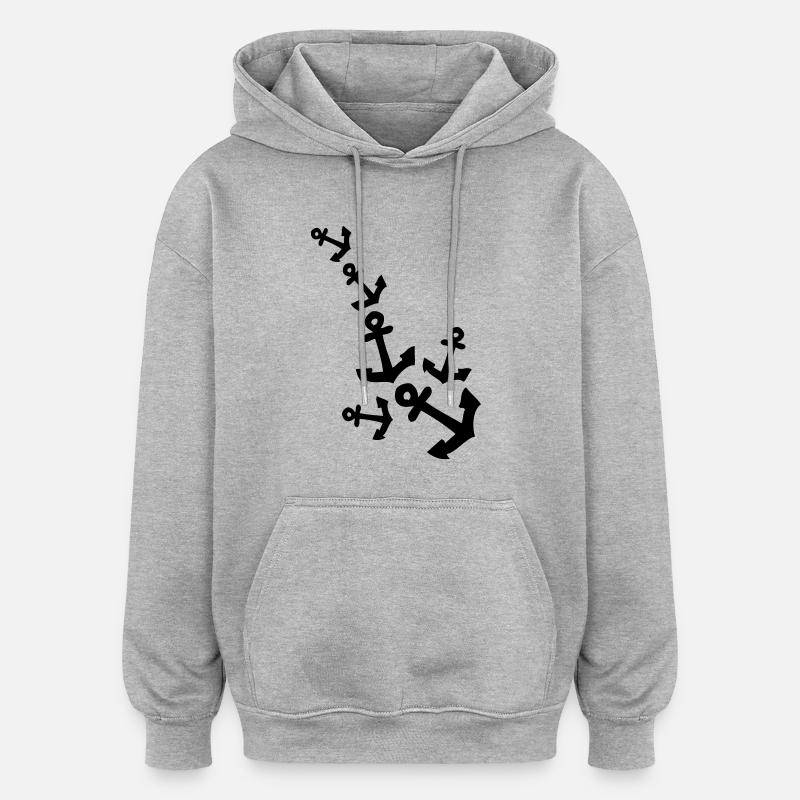 Anchor pattern line - Oversized Unisex Hoodie - heather grey