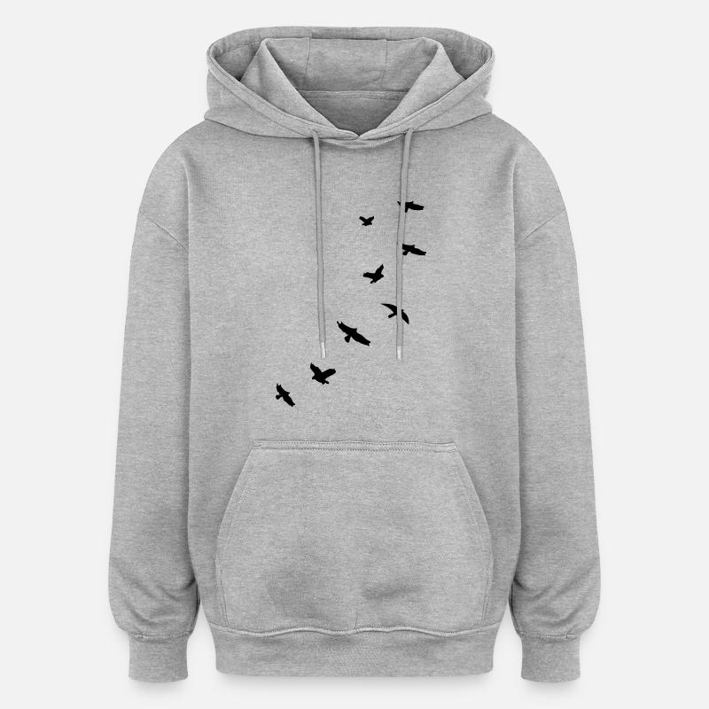 flying_birds_mapies - Sweat à capuche oversize unisexe - gris chiné