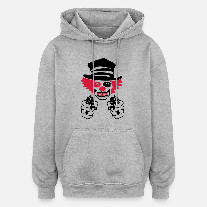 mauvais clown de cirque - Sweat à capuche oversize unisexe - gris chiné