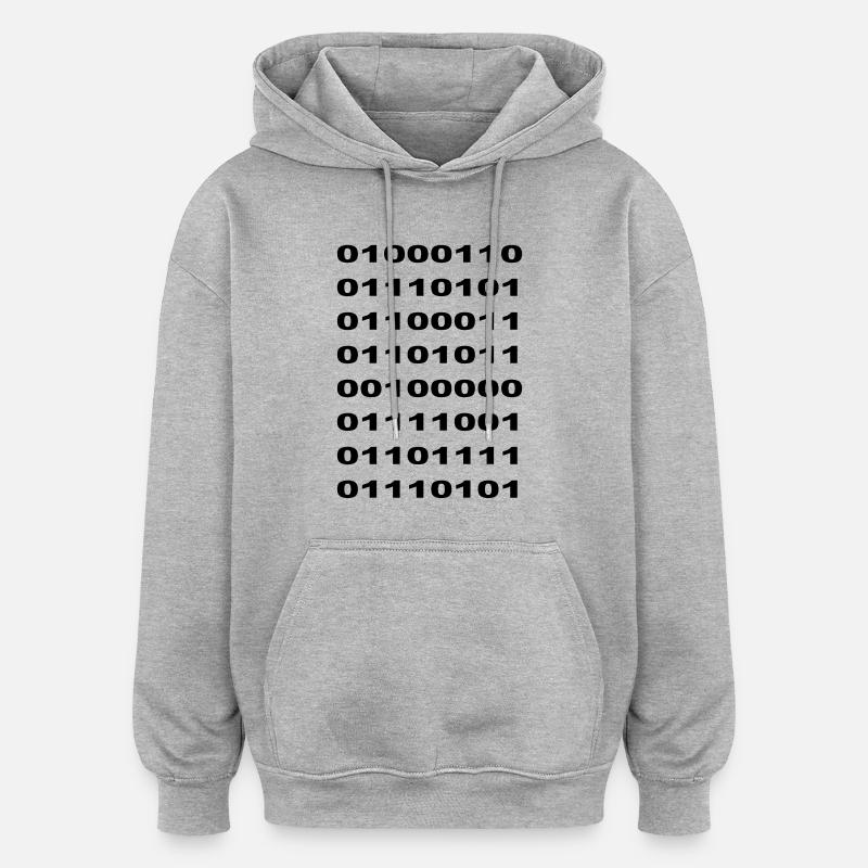 "Fuck You" Binary - Sweat à capuche oversize unisexe - gris chiné