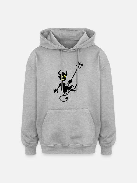 Diablotin - Sweat à capuche oversize unisexe - gris chiné