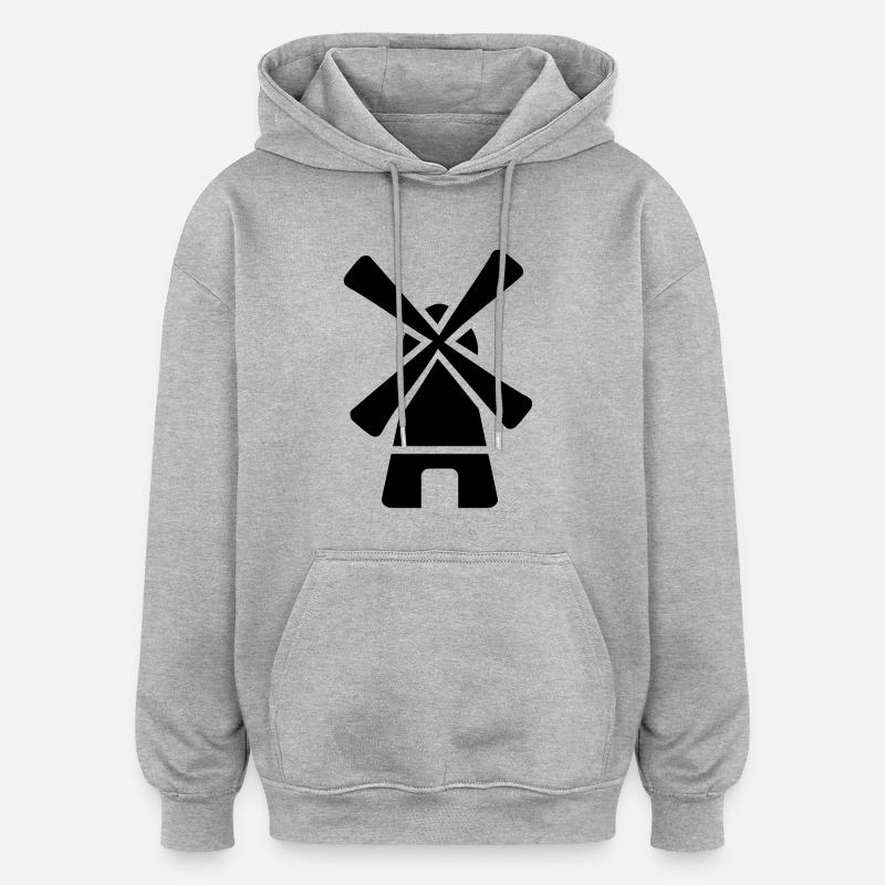 Moulin à vent - Sweat à capuche oversize unisexe - gris chiné