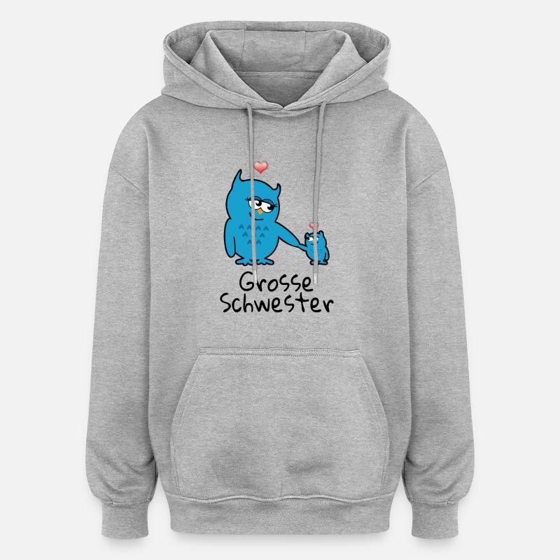 grosse Schwester - Oversized Unisex Hoodie - Grau meliert